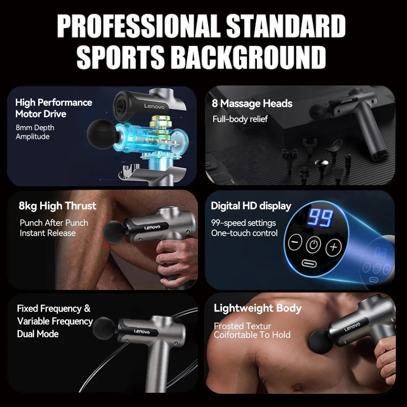 Draadloze Massage Gun – 8 Opzetstukken